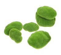 KAILIKETIY Artificial Moss Rocks 6pcs Faux Green Moss Stones with Realistic Appearance Lightweight and Portable for Miniature Rock Gardens and Crafting Decoration