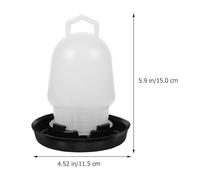 KAILIKETIY Automatic Chicken Waterer Bucket 0.75kg with Clip Lock, White Foam Top Black Base Poultry Water Dispenser for Chickens, Ducks, Geese - Farm Water Storage and Drinking Supplies