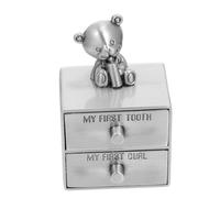 KAILIKETIY Baby Teeth Souvenir Drawer Box for Boys and Girls Deciduous Tooth Organizer with Antique Tin Finish Keepsake Collection