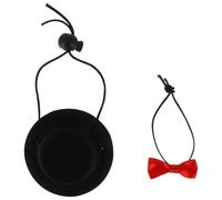 KAILIKETIY Bow Miniature Hat Polyester Black Adjustable Tie and Buckle for Including, Three-dimensional Hats with Strap for Valentine Small Animals Sugar Glider and Hamster Parties