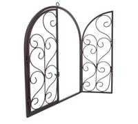 KAILIKETIY Brown Metal Window Pane Decoration Rustic Arched Iron Window Frame Wall Decor Weather-resistant Farmhouse Style with Easy Installation for Entryway Or Patio for Indoor