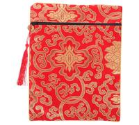 KAILIKETIY Buddhist Scriptures Bag Durable Brocade Pouch for Religious Texts Books Red Design with Carry Handle for Storing Bible Quran Important Documents