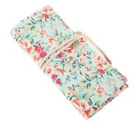KAILIKETIY Canvas Roll Up Pencil Case Large Capacity Wear Pen Organizer for Students Artists School Stationery Storage with Slots Small Floral Design