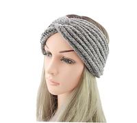 KAILIKETIY Cross Headband Sports Headwrap Knitted Hair Hoops Women Headband Exercise Hair Band Women Headdress Woolen Yarn Grey