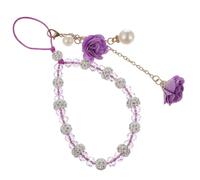 KAILIKETIY Crystal Flower Pendant Mobile Phone Charm Lanyard Strap for Women Decorative Rhinestone Phone Hanging Rope Multi-purpose Purple Cellphone Strap Accessory and Bag