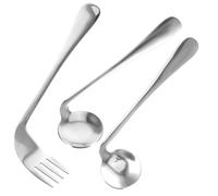KAILIKETIY Curved Fork and Angled Spoon Set for Elderly 1 Right-Handed Fork 2 Spoons Disability Aids for Assisted Eating Practical Utensils for Seniors and Patients