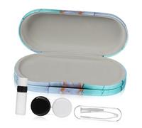KAILIKETIY Double Layer Eyeglass Case and Contacts Holder, Portable Travel Glasses Case with Colorful Marble Pattern, Wear-Resistant Pu Lens Box for Household and On-The-go Use