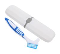 KAILIKETIY Double Toothbrush Set Soft Bristles Denture Cleaning Brush with Storage Box Pp Material Blue Travel Oral Care for Outdoor Activities