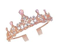 KAILIKETIY Elegant Bride Crown Rose Gold Headwear Delicate Photography Accessories for Wedding Prom Special Parties Unique Hair Ornament for Women