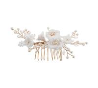 KAILIKETIY European Bridal Hair Side Comb with White Clay and Pearl Decoration Elegant Wedding Hair Accessories for Brides Lightweight and Stylish for Wedding Ceremonies
