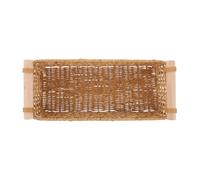 KAILIKETIY Faux Rattan Utensil Caddy with Handle, Woven Flatware Organizer Basket for Forks and Chopsticks, Portable Kitchen Countertop Cutlery Holder, Space Efficient and Resistant to Wear,