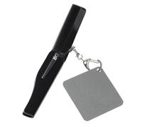 KAILIKETIY Folding Pocket Comb for Men Large Foldable Beard Comb Square Acrylic Mirror Portable Travel Grooming Keychain