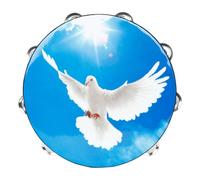 KAILIKETIY Hand Tambourine 10-inch Double Layer Peace Dove Design Kids Tambourine Drum with Bells, Percussion Instrument Handheld for Children’s Music Education and Dance Practice