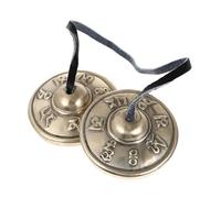 KAILIKETIY Handmade Copper Cymbals Bell for Meditation and Mindfulness Harmonic Percussion Instrument with Buddhist Symbols Small Yoga Chime for and Positive
