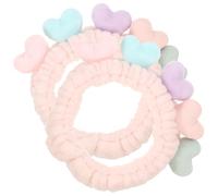 KAILIKETIY Heart Makeup Headbands for Washing Face 2pcs Plush Stretch Spa Hairbands Soft Kawaii Skincare Headband Set for Women and Girls