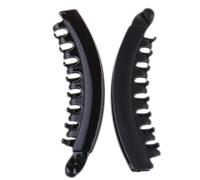 KAILIKETIY Large Banana Hair Clips 10PCS Toothed Spring Clamps in Glossy Black for Women for Thick Hair and Ponytails