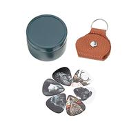 KAILIKETIY Medium Celluloid Folk Guitar Picks 15pcs Set with Creative Animal Patterns, Metal Tin Case and Pick Pouch for Guitar Practice and Playing
