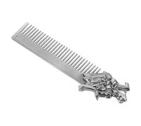 KAILIKETIY Men’s Zinc Alloy Dragon Pattern Hair Comb Beard Template Pocket Comb Fine Tooth Styling Tool for Beard Trimming and Hair Detangling, Silver, Grooming for Salon and Travel Use