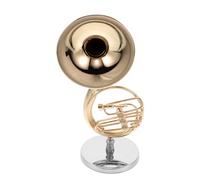 KAILIKETIY Miniature Brass French Horn Model Gold-plated Musical Instrument Decoration for Music Room Elegant for Collectors and Students Compact Desk Display Ornament