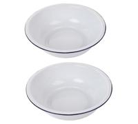 KAILIKETIY Mixing Bowls and Easy Maintenance with Effortless Cleaning 2pcs White Enamel Large Vintage Salad Bowls Sturdy Design for Kitchen Food Prep and Serving