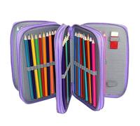 KAILIKETIY Multifunctional 4-Layer Pencil Case with 72 Slots Zippered Stationery Pouch for School Office Travel for Students Teens and Artists (Purple)