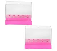 KAILIKETIY Nail Drill Bit Box Organizer Case 2pcs 10-hole Rectangular Storage Stand Salon Drill Bit Base for Professional Nail Technicians