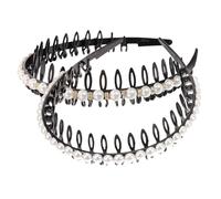 KAILIKETIY Pearl Headbands for Women 2pcs Non-slip Tooth Hair Hoops with Crystal Wedding Hair Accessories Girls Fashion Hairbands