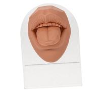 KAILIKETIY Realistic Silicone Face Training Model with Tongue and Lips Piercing Practice, Flexible Coffee Color Simulation Mouth for Piercing Kits and Body Art Teaching Tool with Stand