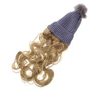 KAILIKETIY Realistic Wig Hat Long Curly Hair Attached, Women’s Winter Beanie Cap for Hair Replacement, Soft Knitted Wig Cap Suitable for Cold Weather and Daily Wear