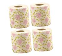 KAILIKETIY Rose Floral Printed Toilet Paper Rolls 4-Piece Set Decorative Bathroom Supplies Bamboo Pulp Creative and Unique Design for Fun and Stylish Restrooms