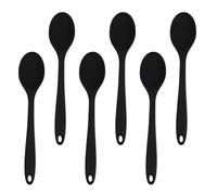 KAILIKETIY Silicone Cooking Spoons Set Kitchen Utensils 6pcs with Sealed Handle Design, Easy to Clean Black Multifunctional Sauce and Soup Spoons for Cooking and Serving