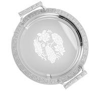 KAILIKETIY Silver Tray Round Serving Platter Stainless Steel Portable Decorative European Style with Large Capacity for Parties and Picnic Outdoor