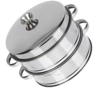 KAILIKETIY Stainless Steel 2-tier Kitchen Food Steamer with Lid, Multi-function Steamer Basket for Dumplings, Buns, and Dim Sum, Commercial Grade Steam Cooking for Home and Small Business