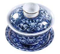 KAILIKETIY Tea Leaf Reading Cup Set Ceramic Traditional Chinese Style with Lid and Saucer Heat Retention Good Decorative Effect Gift of Decorative Tea Cup