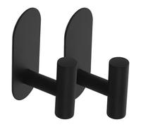 KAILIKETIY wall Hooks 2pcs self-Adhesive Stainless Steel Bathroom Towel Hook Black Oval Modern Style for Glass