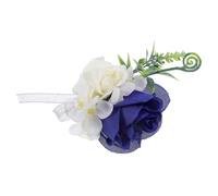 KAILIKETIY Wedding Corsage Bracelet for Bridesmaid and Bride, Blue Silk Flower Wrist Corsage with Adjustable Size and Comfortable Design, for Wedding and Banquet Accessories