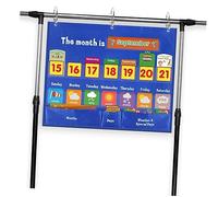 KAILIKETIY Weekly Calendar Pocket Chart Hanging Calendar Bag with Cards for Classroom and Homeschool Chart with Reinforced Grommets Includes Date Weather Storage Pockets for Learning and