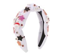 KAILIKETIY Wide Knot Hair Band Rhinestone Headband Pumpkin Embellished Headband for Halloween Party