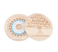 KAILIKETIY Wooden Baby Tooth Keepsake Box for Children Deciduous Teeth Storage Organizer Compact Round Design as A Cherished Memory