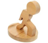 KAILIKETIY Wooden Mobile Phone Stand Beech Wood Desk Holder with Creative Lazy Person Design Desktop Cell Phone and Tablet Support for Home Office Decoration