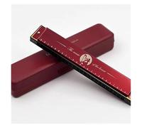 KAILNDF Blues Harmonica 24 hole polyphonic harmonica in the key of C adult self taught beginner harmonica(Red)