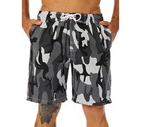 KAILUA SURF Men's Camouflage Board Shorts, Grey, Medium, 9 Inch Inseam, Quick Dry, UPF 50+