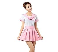 Kailya Japanese Uniform Women School Academy Uniform Girl Sailor Anime Carnival Cosplay Student Uniform Costume Set (Pink,XL)