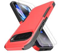 KaiMai for Pixel 9 Pro XL Case [10 FT Military Grade Drop Protection] [Non-Slip] [2 pcs TPE HD Screen Protector] Heavy Duty Full-Body Shockproof Case for Google Pixel 9 Pro XL 6.8“-Red