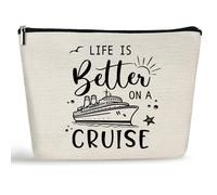 Kaimaloke Life is Better on a Cruise Makeup Bag Unique Cruise Party Gifts, Birthday Gifts for Cruise Lovers Daughter Wife Women, Anchor Cruise Gifts for Girls BFF, Summer Vacation Makeup Bag, colorful
