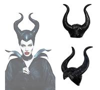 Kaimeng Halloween Costume Women Queen Horns Helmet Cosplay Costume Latex Black Bad Headwear Headband Decoration Adult Horns Hat for Cosplay Malicious Party (B)