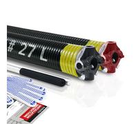 KaiMinDogz Garage Door Torsion Spring Kit with Non-Slip Winding Bar and Gloves, High Precision Electrophoresis, Black Coated, for Replacement and Installation, Minimum 16,000 Cycles (.507 x 5.1 x