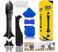 Kaimirui 3-in-1 Silicone Caulking Tool Set, Silicone Remover Tools,Stainless Steel Sealant Finishing and Removal Kit with 5 Silicone Pads, for Bathroom,Kitchen,Floor,Window,Sink Joint, Frames Seal