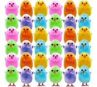 Kaimirui 36Pcs Mini Easter Chicks -Colourful Easter Chicks Decorations for Craft Easter Chenille Chicks Cute Fully Easter Baby Chicks for Easter Party, Easter Bonnet Decoration, Easter Crafts