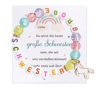 Kaimirui Big Sister Bracelet Gift, Big Sister Bracelet Children, Pearl Bracelet with Postcard and Gift Box Gift for Birth for Girls, Große, Acrylic, No Gemstone